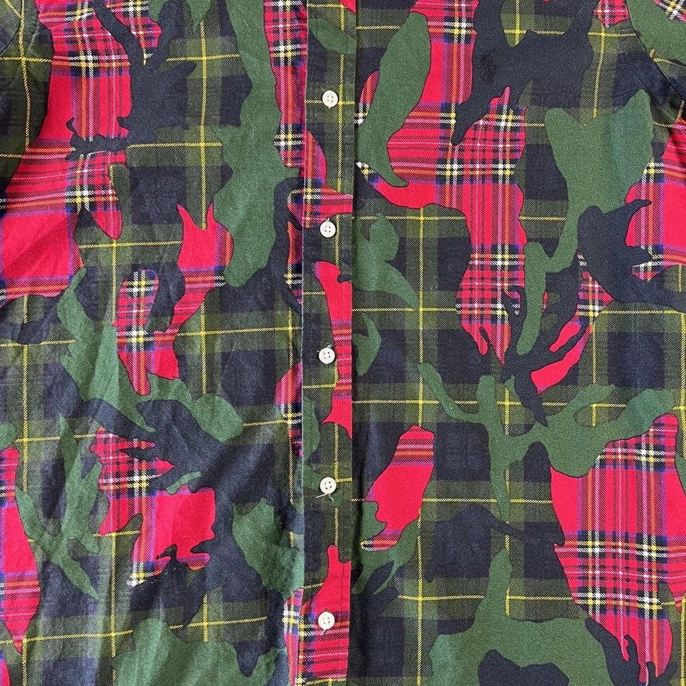 Ralph Lauren Shirt Mens Large Plaid Camo Pattern Mix Classic Fit Button Down - Picture 4 of 11